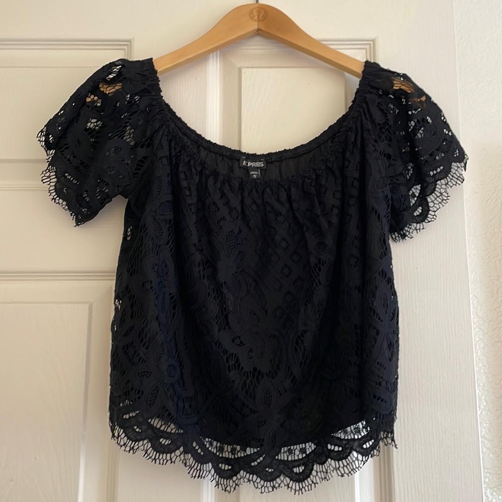 Express off shoulder lace top